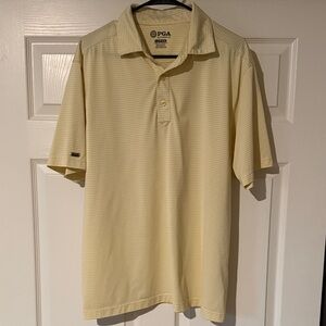 PGA Authentic Men's Yellow and White Striped Golf Polo Shirt
